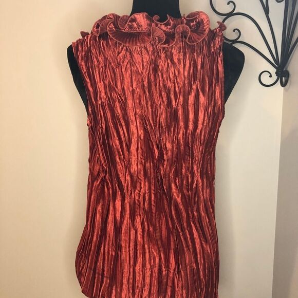 Ruffle sleeveless button down top size large - Picture 3 of 7